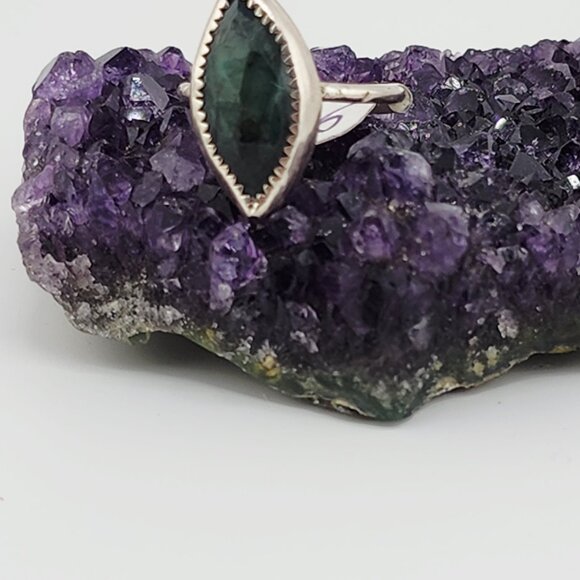 EMERALD HANDMADE RING rose-cut genuine gemstone in sterling silver size 6 - Picture 5 of 6
